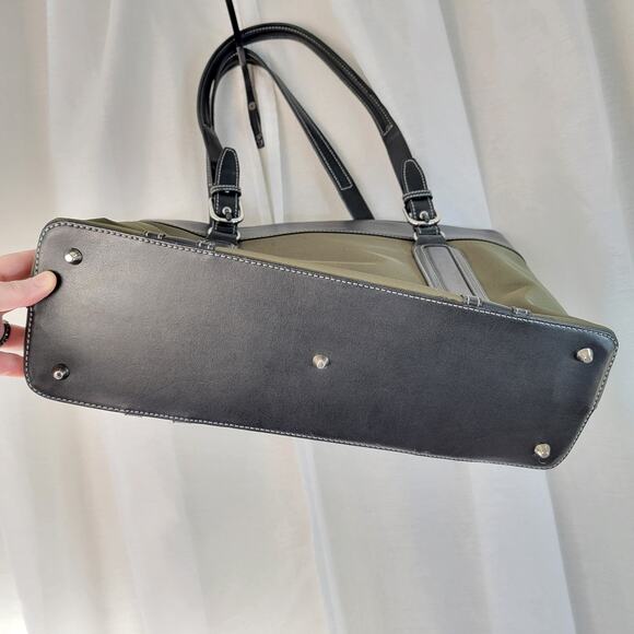 Franklin Covey Laptop Work Business Briefcase Tote Bag Purse Olive Black Nylon - Picture 8 of 12